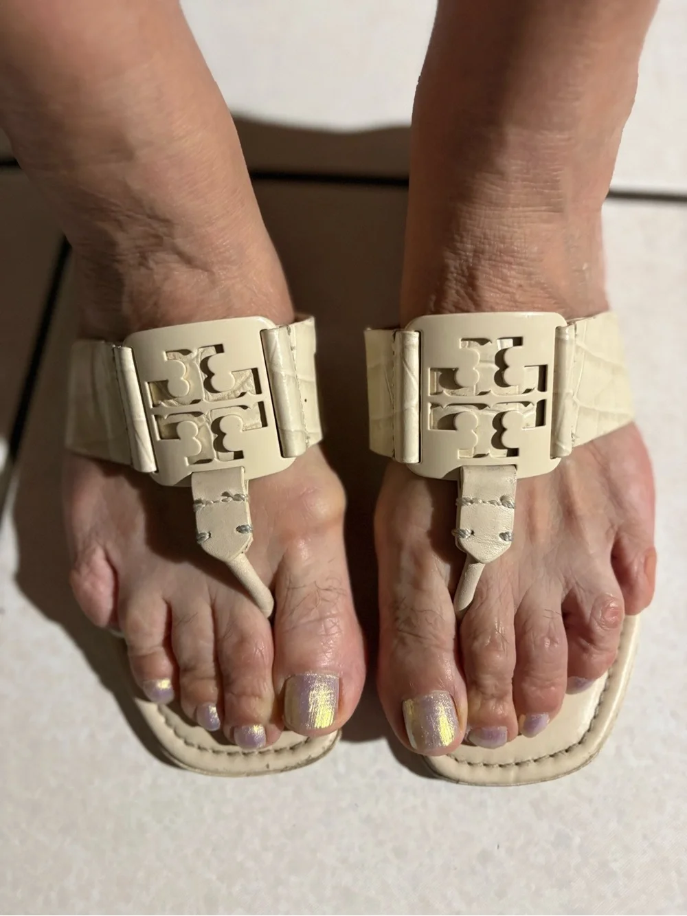 Tory Burch cream soft thong sandals